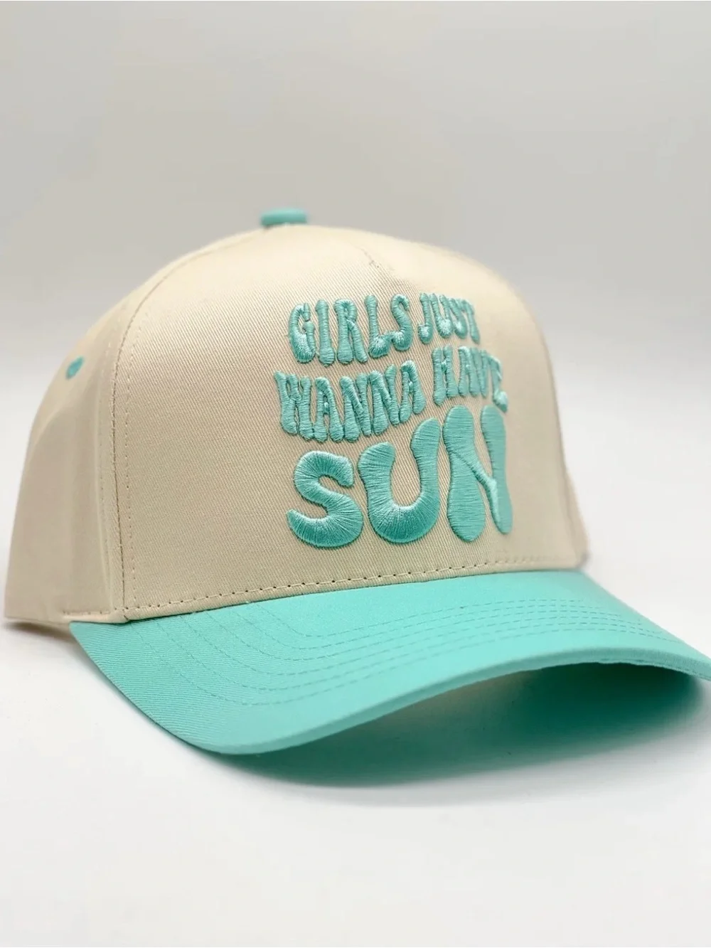 'Girls Just Wanna Have Sun' Aqua & Cream C.C. Trucker Cap